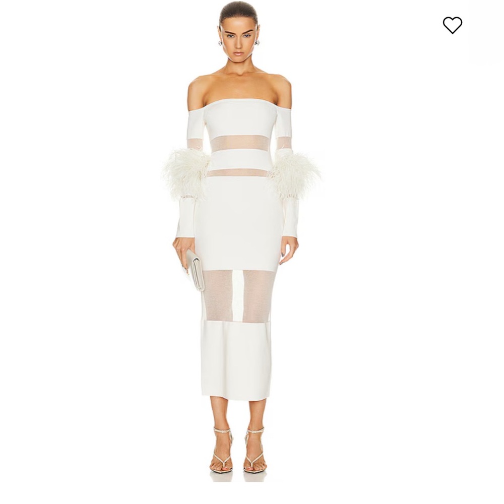 LAPOINTE Sheer Cotton Viscose Intarsia Ostrich Dress